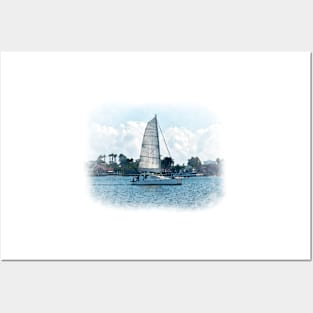 The Sailboat On San Diego Bay Posters and Art